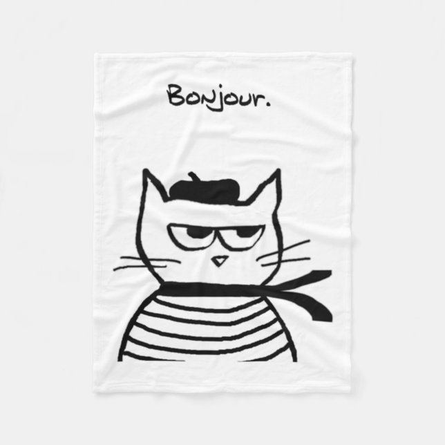 Couverture Polaire Bonjour French Cat Funny (Devant)