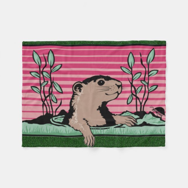 Couverture Polaire Bonjour, Ombre de Groundhog - (Devant (Horizontal))
