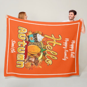 Couverture Polaire Bonjour Personnaliser d'automne Texte et couleur