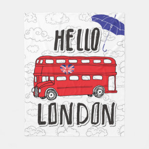 Couverture Polaire Bonjour signe en lettres de main de Londres   avec