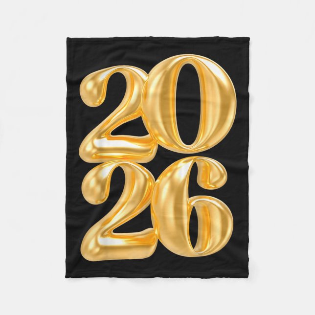 Couverture Polaire Bonne année 2026 Gold Confetti Balloon Party Fa (Devant)