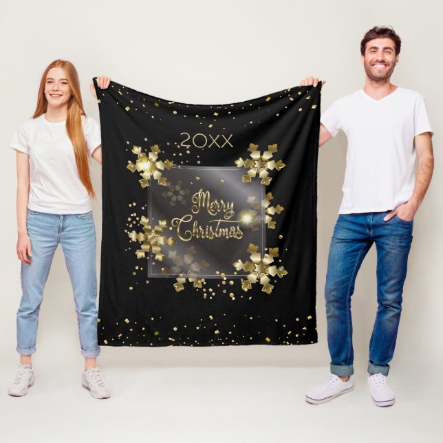 Couverture Polaire Bonne année 20XX & Noël d'or Luxe (En situation)