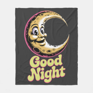 Couverture Polaire Bonne nuit Retro Moon