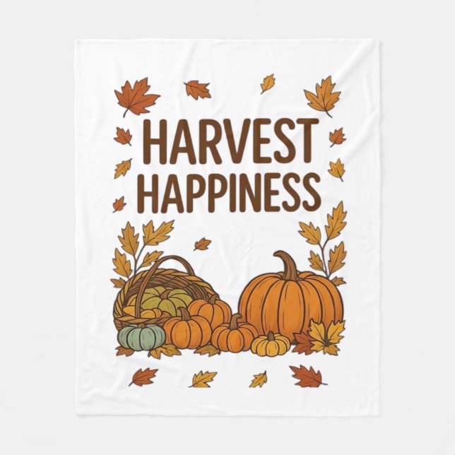 Couverture Polaire Bonne récolte - Citrouille d'automne et feuilles d (Devant)