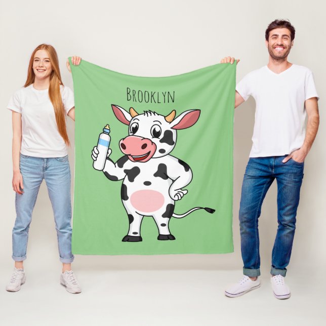 Couverture Polaire Bonne vache avec dessin animé de biberon (En situation)