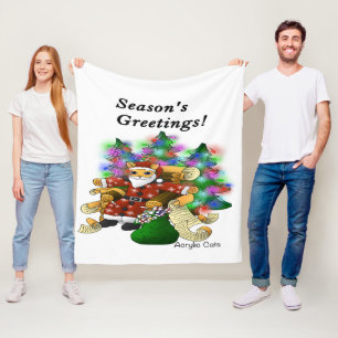 Couverture Polaire Bonnes Fêtes Noël Père Noël Cat