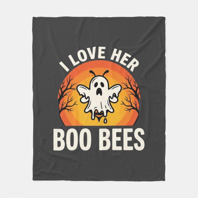 Couverture Polaire Boo Bees Halloween Ghost Bee Drôle Design_1 (Devant)