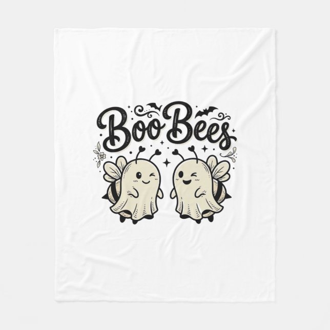 Couverture Polaire Boo Bees Modèle de abeille fantôme Halloween vinta (Devant)