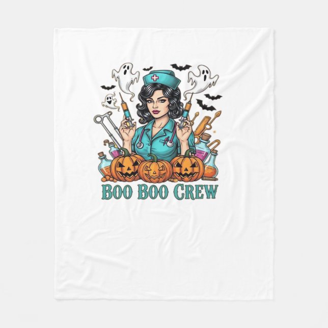 Couverture Polaire Boo Boo Crew Infirmière d'Halloween avec seringues (Devant)