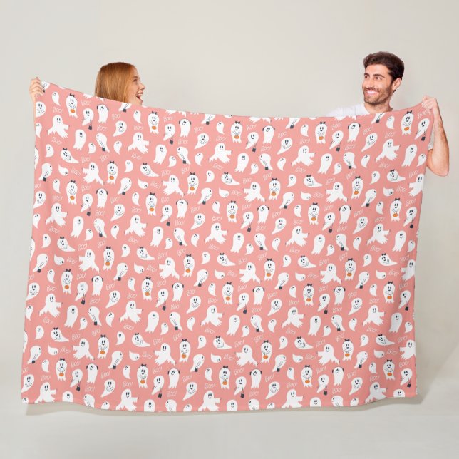 Couverture Polaire Boo Halloween Gentil Fantôme (En situation)