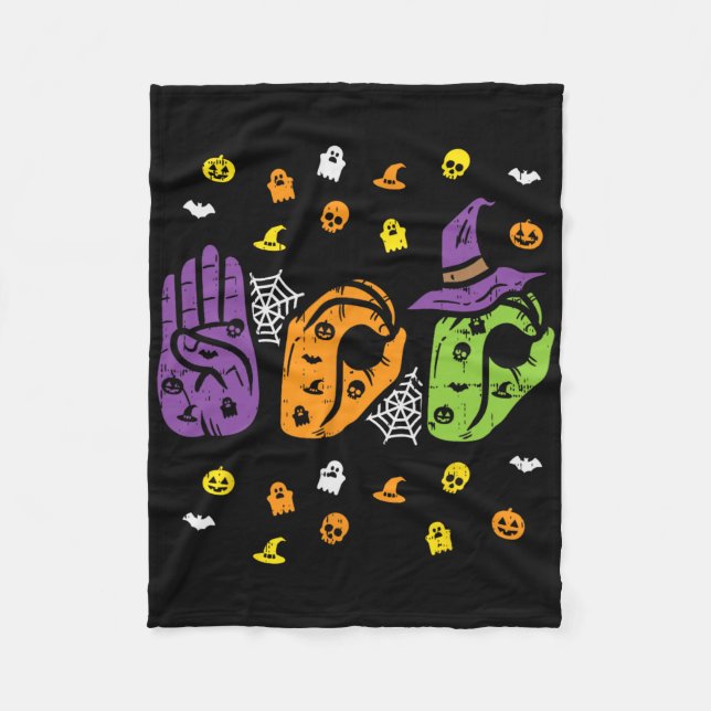 Couverture Polaire Boo Hands American Sign Language Pride Asl Hallowe (Devant)
