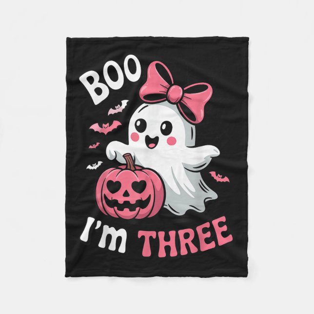 Couverture Polaire Boo Im Trois mignons Fantôme Halloween 3ème Annive (Devant)
