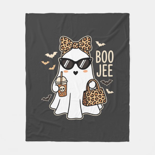 Couverture Polaire Boo Jee Cute Ghost Halloween Leopard Design_1 (Devant)