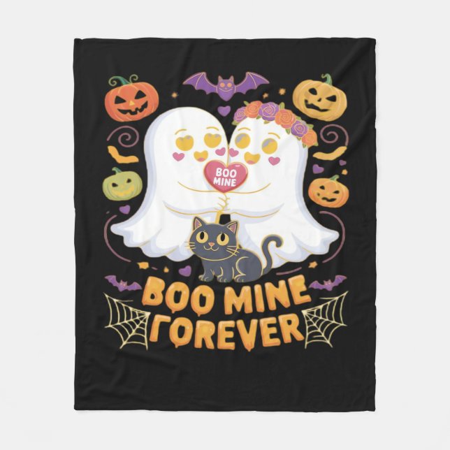 Couverture Polaire Boo Mine Forever Mignonne Fantômes Noir Chat Aimer (Devant)