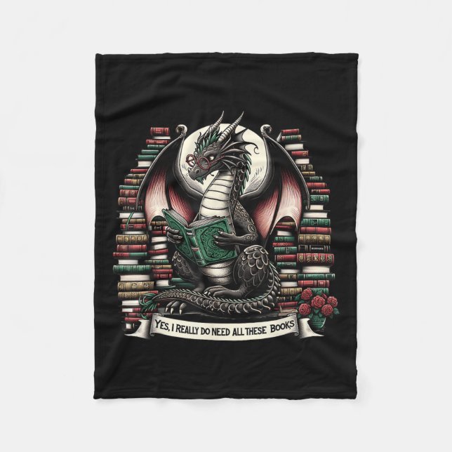 Couverture Polaire Book Dragon Yes I Really Do Need All These Books  (Devant)