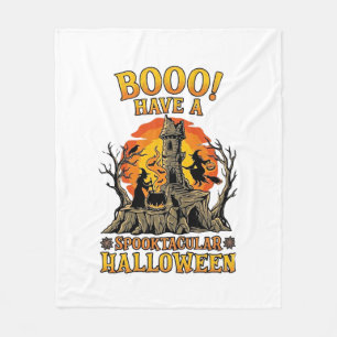 Couverture Polaire Booo Spooktacular Halloween Sorcière Chaudron Chât