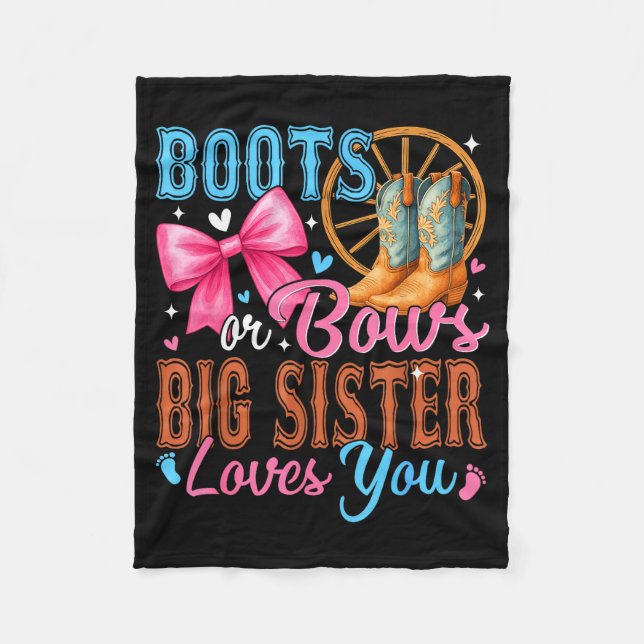 Couverture Polaire Boots Or Bows Big Sister Loves You Gender Reveal F (Devant)