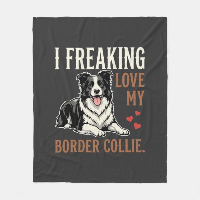 Couverture Polaire Border Collie drôle d'amour de chien (Devant)