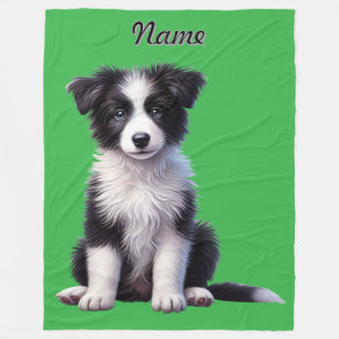 Couverture Polaire Bordure personnalisée Collie Puppy