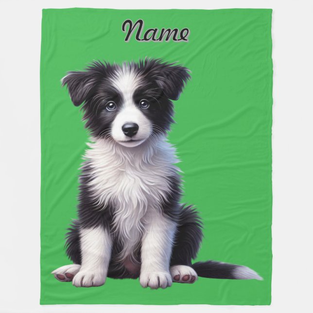Couverture Polaire Bordure personnalisée Collie Puppy (Devant)
