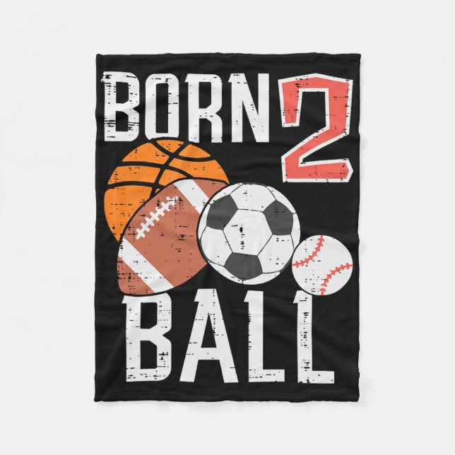 Couverture Polaire Born Basketball Football 2nd Birthday Toddler Boy  (Devant)
