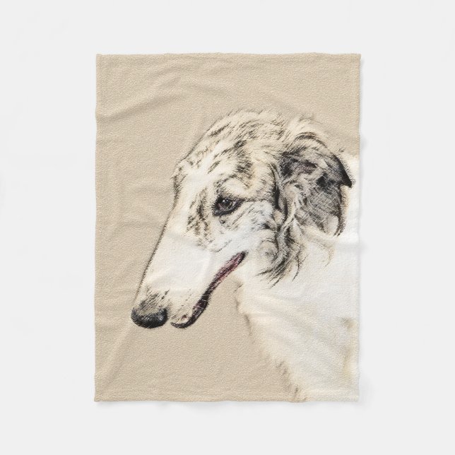 Couverture Polaire Borzoi (Argent Brindle) Peinture Chien Art origina (Devant)