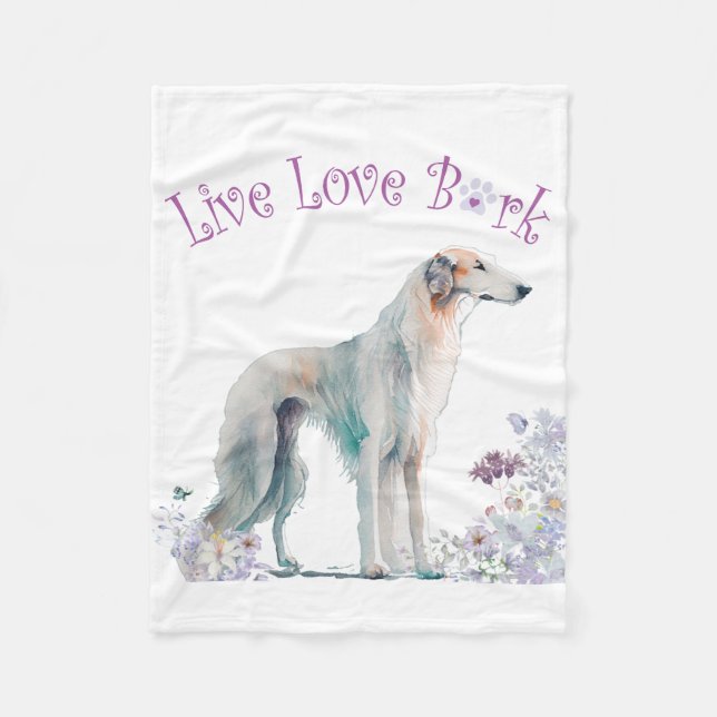 Couverture Polaire Borzoi Chien Maman Floral (Devant)