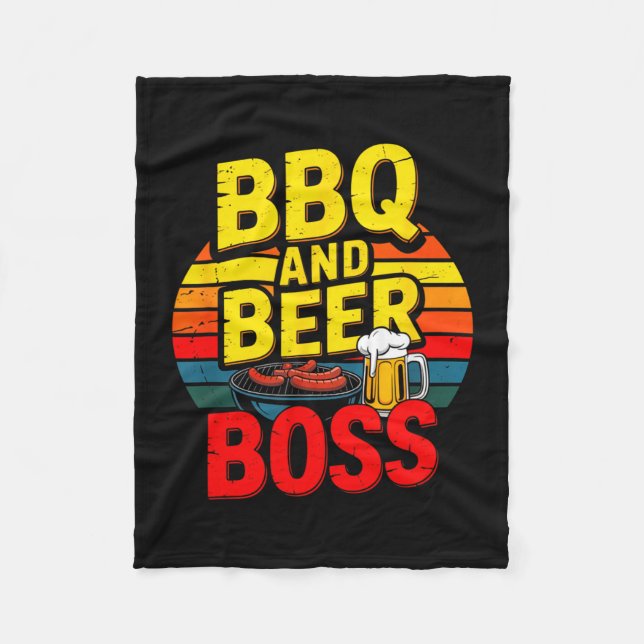 Couverture Polaire BOSS Papa Rétro BBQ et Bière (Devant)