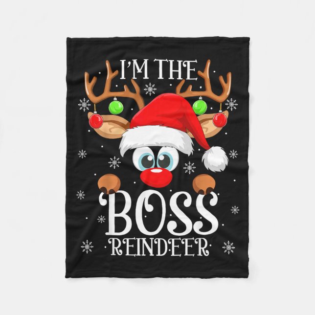 Couverture Polaire Boss Reindeer Christmas Family Matching Group Funn (Devant)