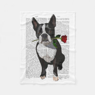 Couverture Polaire Boston Terrier avec Rose à la bouche