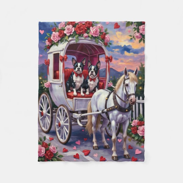 Couverture Polaire Boston Terrier  Chien Saint-Valentin (Devant)