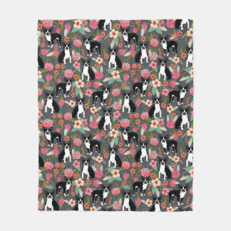 Couverture Polaire Boston Terrier floral - chiens et fleurs