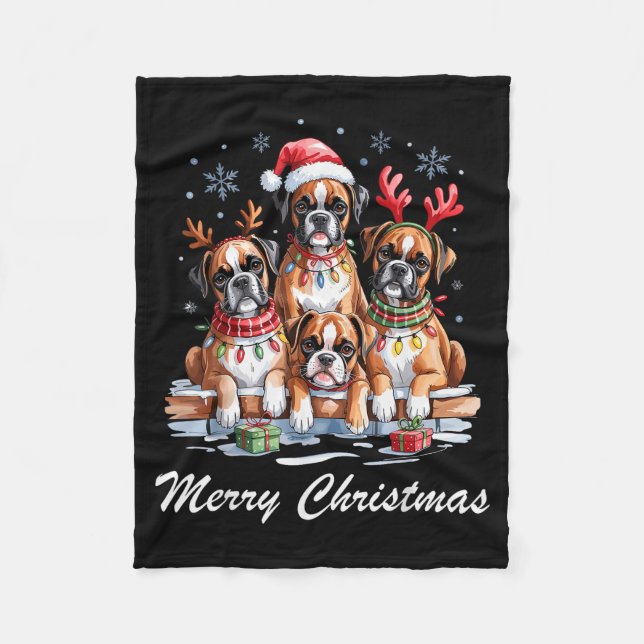 Couverture Polaire Boston Terrier Merry Christmas Funny Dog Lovers Ho (Devant)