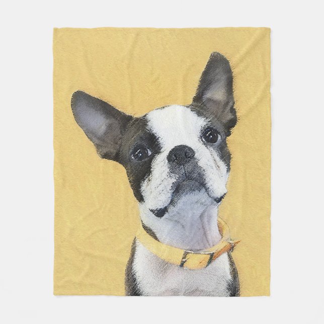 Couverture Polaire Boston Terrier Peinture - Cute Original Chien Art (Devant)