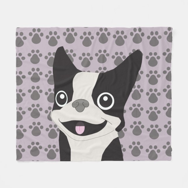 Couverture Polaire Boston Terrier, Purple lavender (Devant (Horizontal))