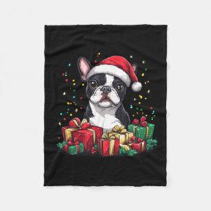 Couverture Polaire Boston Terrier Santa Hat Funny Christmas Bostie Do