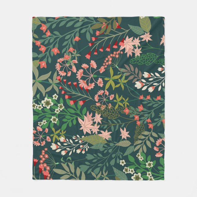 Couverture Polaire Botanique florale foncée sans Motif (Devant)