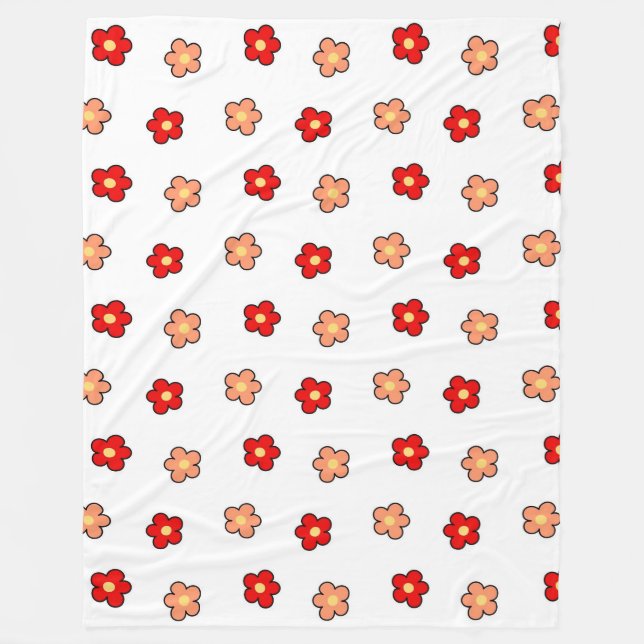 Couverture Polaire Botanique tropicale rose rouge printemps été (Devant)