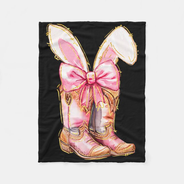 Couverture Polaire Botte de cowboy Bunny de Pâques Howdy Coquette (Devant)