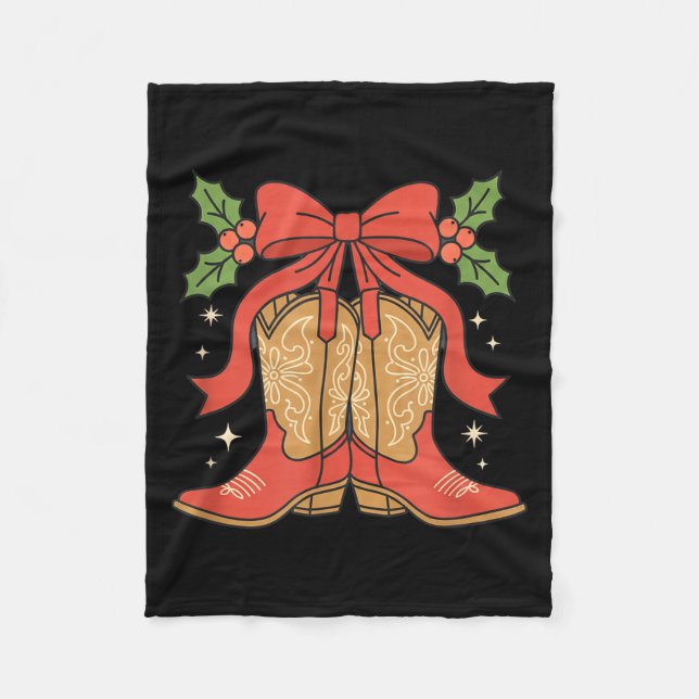Couverture Polaire Bottes de cowboy de sensibilisation Noël Soutien C (Devant)