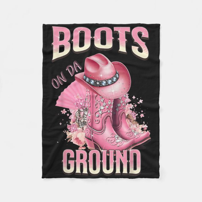 Couverture Polaire Bottes Roses Sur Da Grace Western Cowgirl Casquett (Devant)