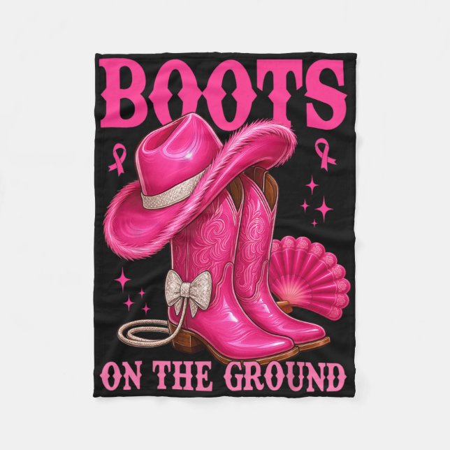 Couverture Polaire Bottes Sur Le Sol Pink Cowgirl Cancer Du Sein Wes (Devant)