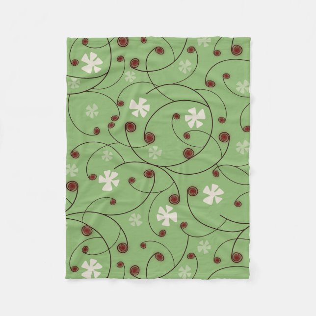 Couverture Polaire Boucles et fleurs abstraites. (Devant)