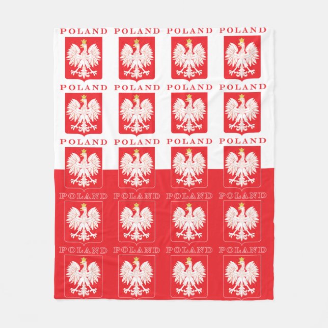 Couverture Polaire Bouclier rouge aigle polonais (Devant)