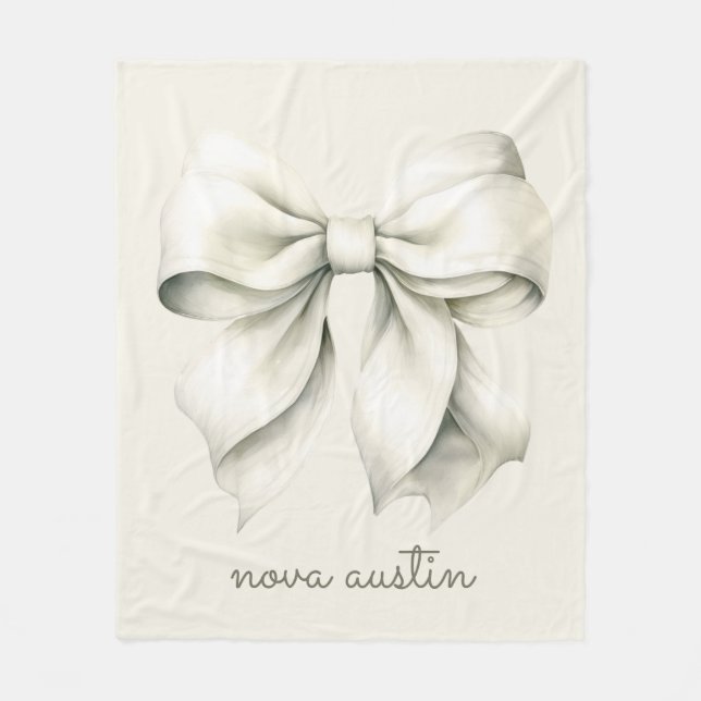 Couverture Polaire Boue Blanche tendance personnalisée avec le nom Mo (Devant)