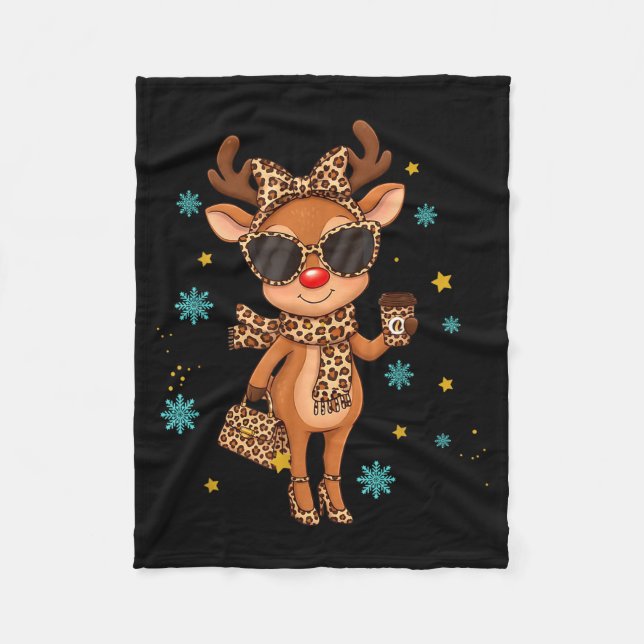 Couverture Polaire Boujee Reindeer Christmas Leopard Funny Gift Women (Devant)