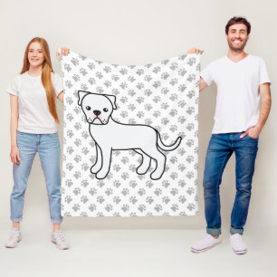 Couverture Polaire Bouledogue Américain Blanc Chien de Dessin Animé M
