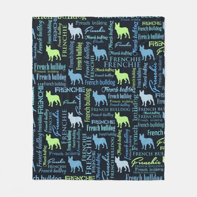 Couverture Polaire Bouledogue français - art de mot de Frienchie (Devant)