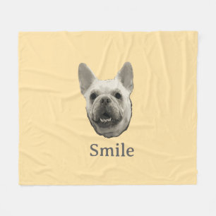 Couverture Polaire Bouledogue Français Beige Sourire