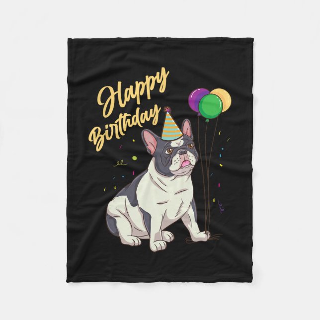 Couverture Polaire Bouledogue français d'anniversaire  (Devant)